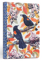 Autumn Blackbirds Journal with red-winged blackbird art, colorful autumn leaves, and decorative blue spine pattern.