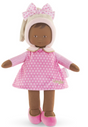 Miss Pink Starry Dreams soft baby doll in pink star dress and hat, cuddly and perfect for tiny hands to hold.