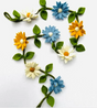 Felt Flower Garland | Blue White & Yellow with handmade felt flowers and green leaves, perfect for brightening any room.