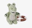 Alligator with Floatie plush toy with removable life preserver ring rattle for baby play and exploration.