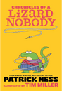 Chronicles of a Lizard Nobody book cover showing a cartoon lizard hall monitor with arrows on a bright yellow background.