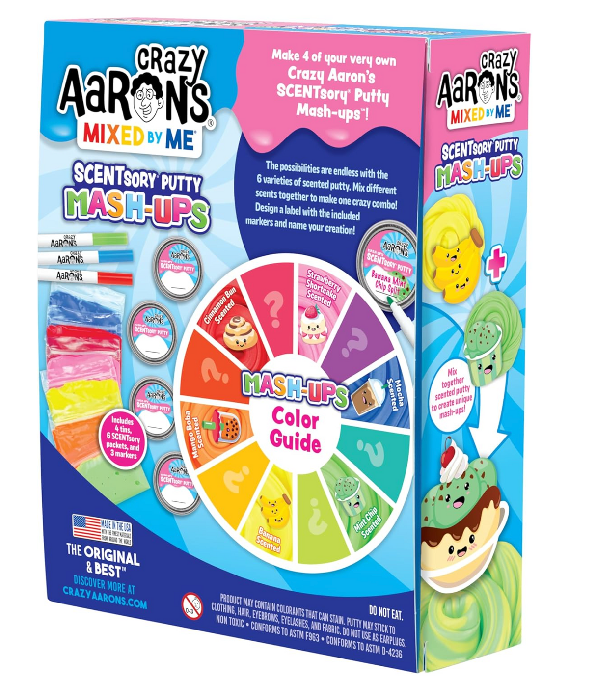 Mixed by Me Mash-Ups Thinking Putty kit with six scented putties, tins, markers, and label design for creative play.