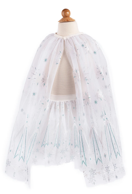 Winter Wonderland Cape | Size 3-4 with white tulle and icy printed designs for a snowy magical look.