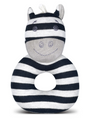 Soft organic cotton zebra-shaped rattle toy with embroidered details, perfect for babies - Organic Zebra Ziggy Rattle
