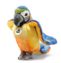 Parrot Lori plush toy with bright blue, yellow, and orange colors, soft woven fabric, standing 10 inches tall.