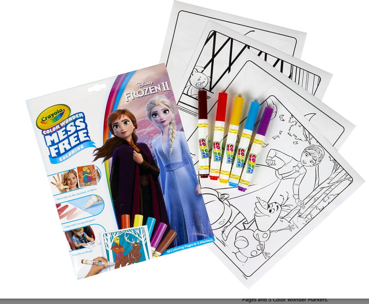 Color Wonder | Frozen set with 18 Frozen coloring pages and 5 mess-free Color Wonder markers featuring Elsa and Anna.