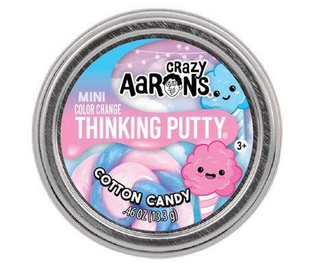 Mini Color Change Cotton Candy Thinking Putty with blue and pink swirls in a metal tin for tactile play and sensory fun.