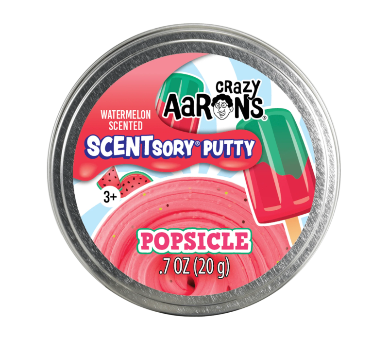 SCENTsory Popsicle Thinking Putty watermelon scented in a tin with colorful popsicle design, 0.7 oz for ages 3 and up.