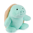 Snuffles Sea Turtle plush toy in soft mint with copper shell, sitting upright and smiling, perfect for cuddles and play.