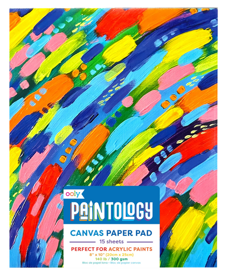 Paintology Canvas Paper Pad with 15 sheets of textured, heavy paper perfect for acrylic paints and mixed media.