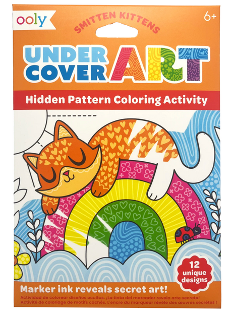 Undercover Art | Smitten Kittens coloring set with hidden patterns revealed by marker ink, featuring 12 unique kitten designs.