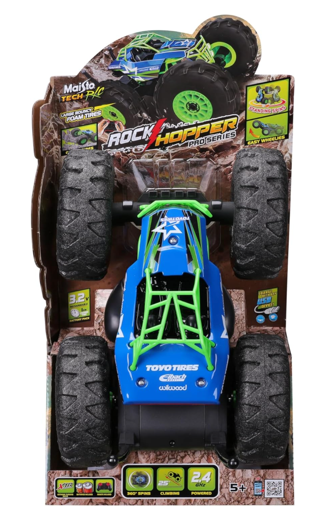 RC Rock Hopper off-road remote control car with large tires and durable design for outdoor play and climbing.