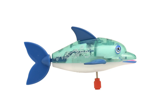 Z Wind Ups | Dolphin Pongo swimming toy with wind-up mechanism in blue and transparent green design.