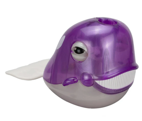 Z Wind Ups | Whale Wilbur purple wind-up toy whale with blinking eyes and smiling face for bath time fun.