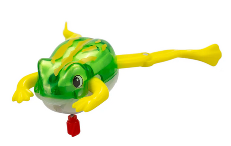 Z Wind Ups | Frog Froggy swimming frog bath toy with bright green and yellow colors, perfect for kids age 3 and up.