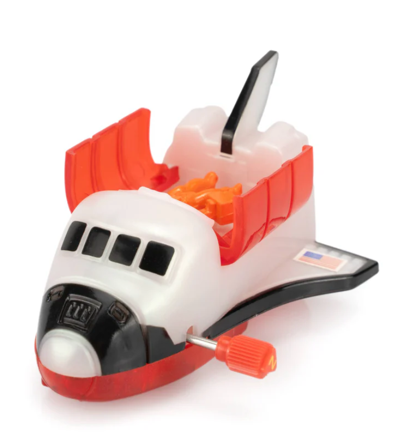 Z Wind Ups | Space Shuttle Moony wind-up toy with open cargo bay and astronaut figure inside, ready for space play.