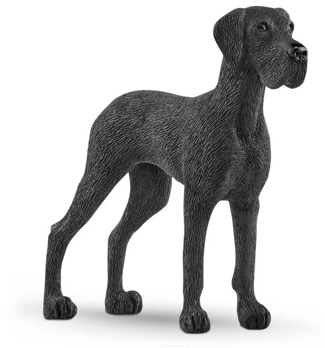 Great Dane figurine with detailed black coat, standing proudly as a small, loyal canine companion toy.
