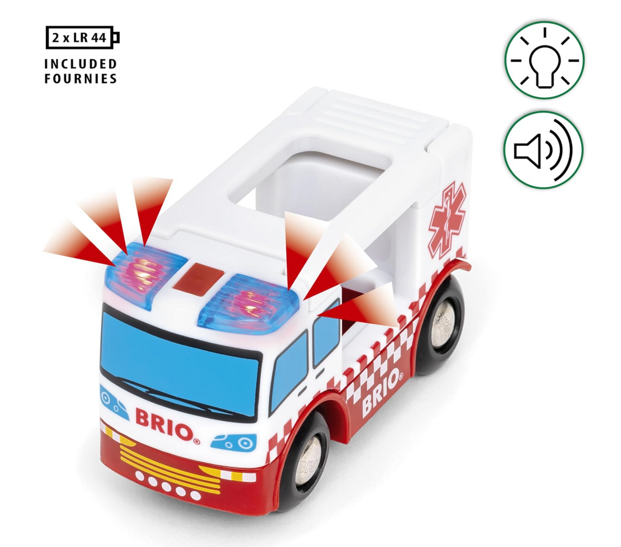 36035 Rescue Ambulance toy with working sirens and flashing lights, perfect for imaginative emergency play.