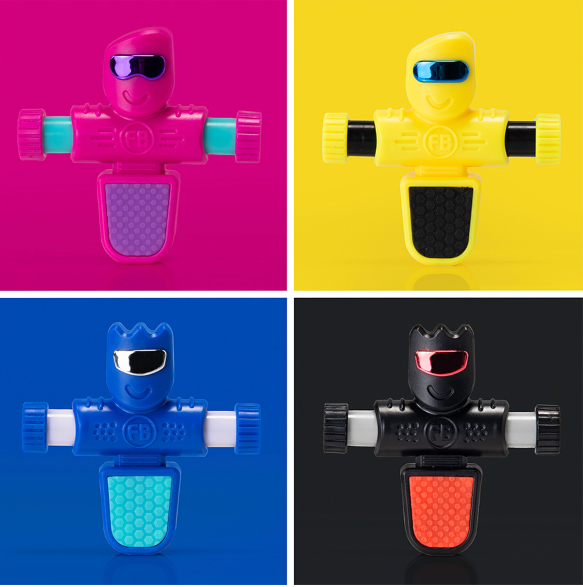 Foosbots Single assorted styles with colorful spinning arms to kick the ball fast for fun foosball play.