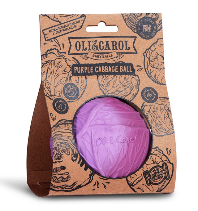 Baby Ball | Col Morada Cabbage purple cabbage-shaped sensory ball made from 100% natural rubber for babies.