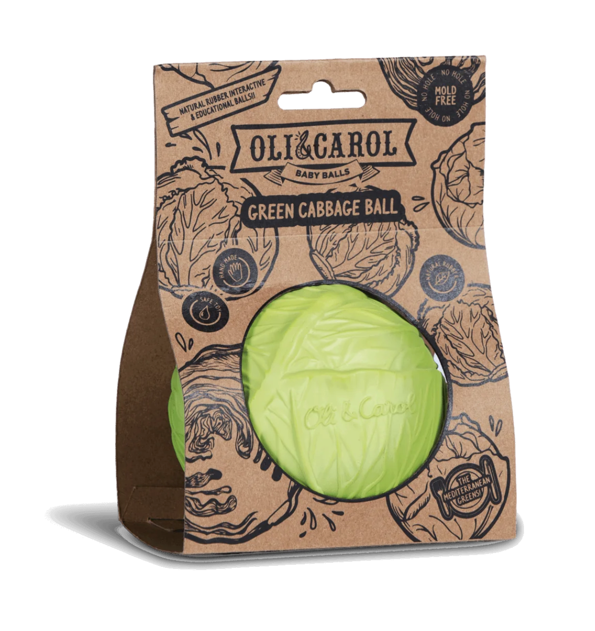 Baby Ball | Col Verde Cabbage sensory toy made of natural rubber, safe for teething and bath time play for babies.