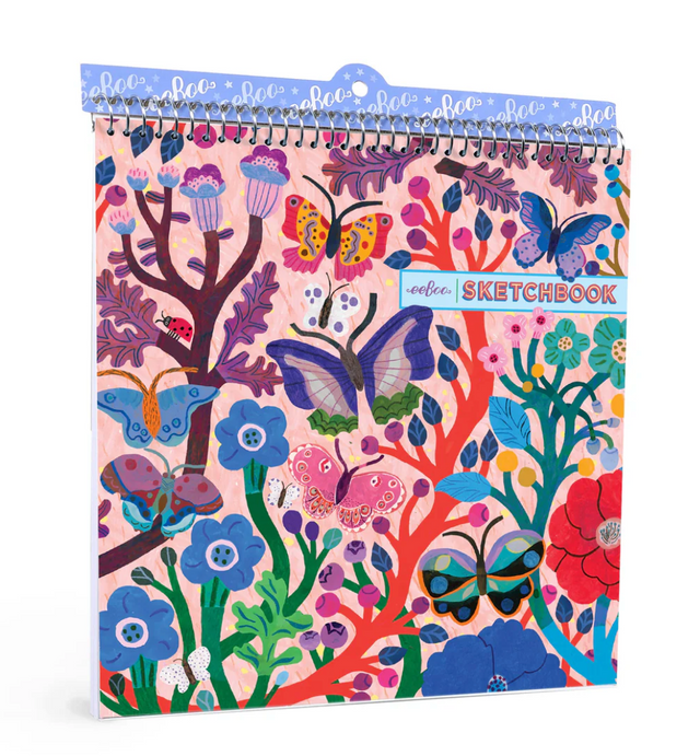 Sketchbook | Butterflies with colorful butterfly and floral illustrations on durable spiral-bound cover.