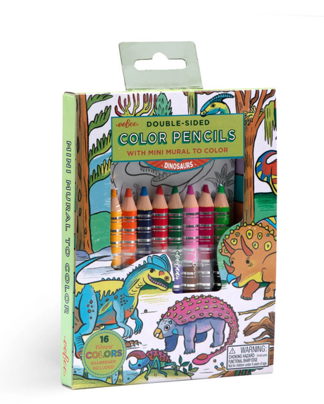 Colored Pencils & Mini Mural | Dinosaurs set with 16 vibrant colors and prehistoric dinosaur illustrations to color.