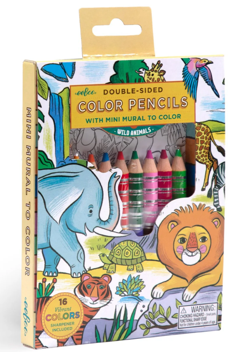 Colored Pencils & Mini Mural | Wild Animals set with 16 vibrant colors and fold-out wild animal mural to color.