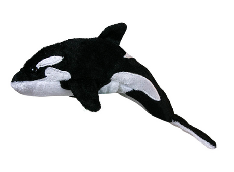 Orca Finger Puppet showing a soft black and white orca whale design for imaginative play and learning.