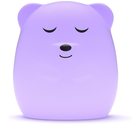 Purple Breathing Pal | Ted the Bear device with a calm face for breathing exercises to reduce anxiety and improve focus.
