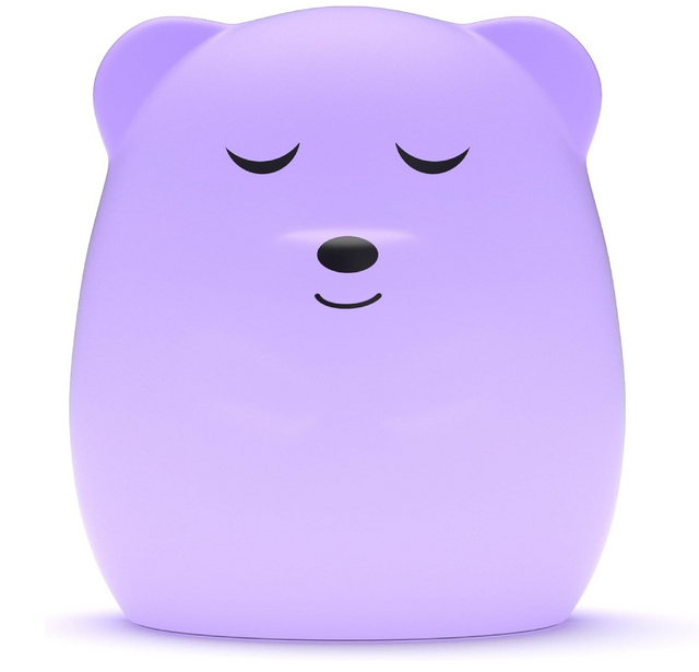 Purple Breathing Pal | Ted the Bear device with a calm face for breathing exercises to reduce anxiety and improve focus.