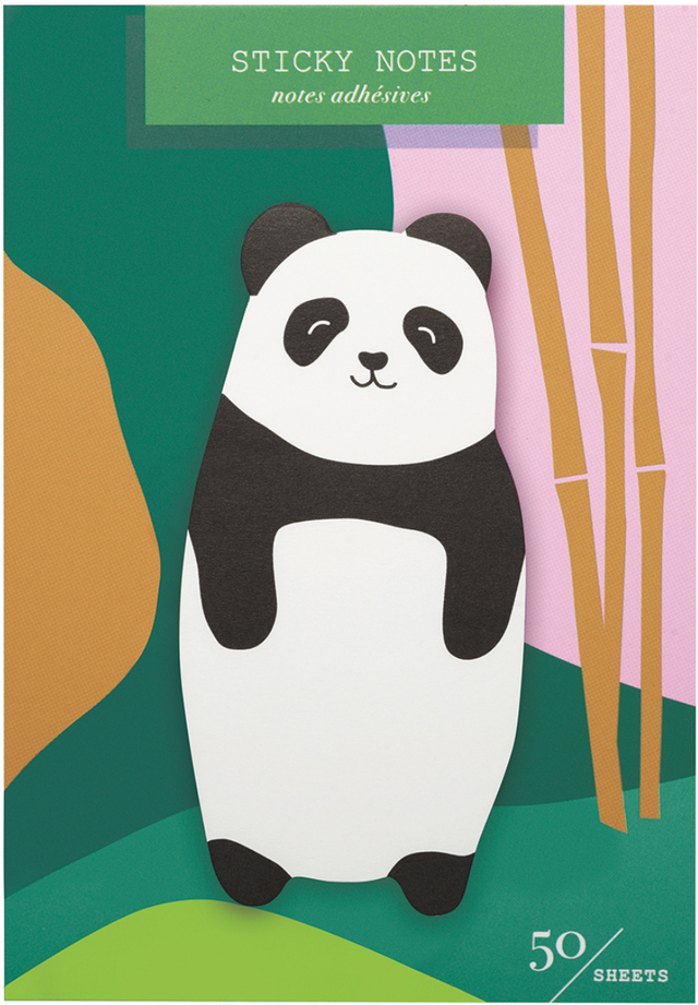 Sticky Notes | Panda featuring a cute panda-shaped memo pad with 50 writable and stickable sheets for quick notes.