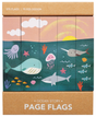 Page Flags | Ocean Story with colorful ocean creatures like whale, shark, jellyfish, and fish in a storybook illustration.
