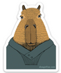 Bary the Capybara Sticker features a friendly illustrated capybara wearing a hoodie, perfect for cars or water bottles.