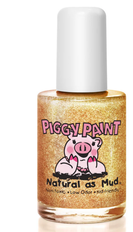 Nail Polish Heart of Gold in a glittery gold shade with a white cap, non-toxic and kid-friendly formula.