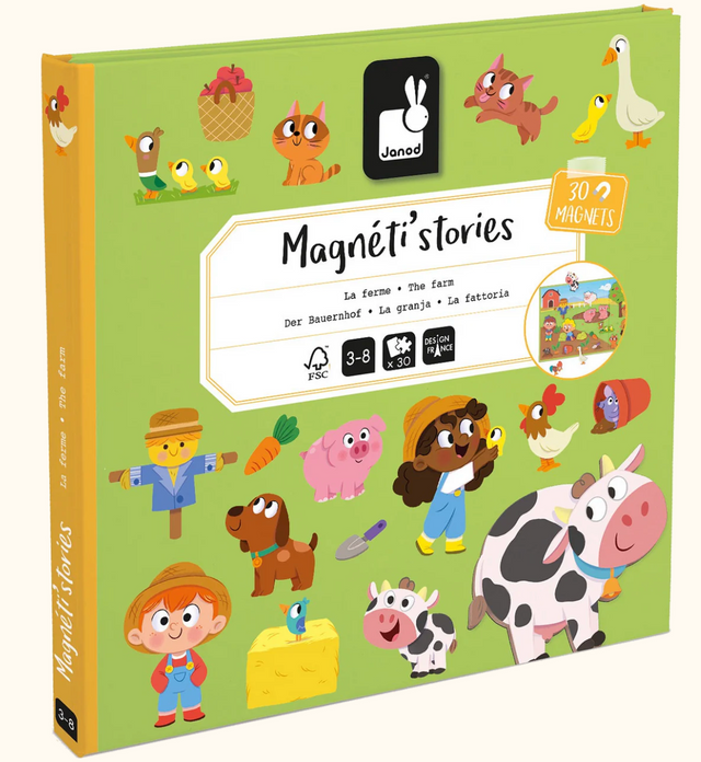 MagnetiStories | Farm magnetic book with farm animals, vegetables, and 30 peasant magnets for creative play.
