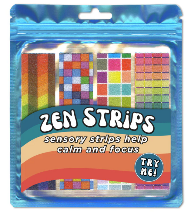 Zen Strips | Sand Brights set of four textured sensory strips with rainbow patterns for calm and focus.