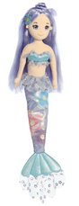 Mermaid Floral Sparkles Ivy plush with lavender hair, glittery blue top, and floral-patterned shimmering tail.