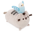 Pusheen & Bo Best Friend Set featuring soft plush cat with smiling face and blue-winged bird on top.