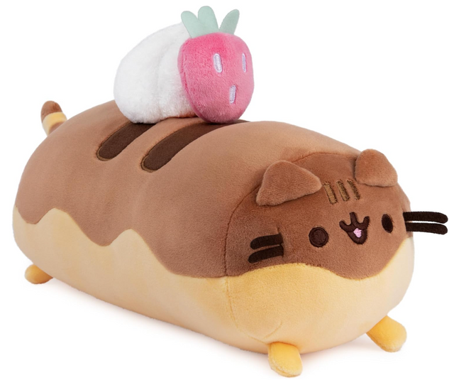 Pusheen Squisheen Eclair plush, soft and extra-squishy 11” chocolate éclair with cute embroidered details.
