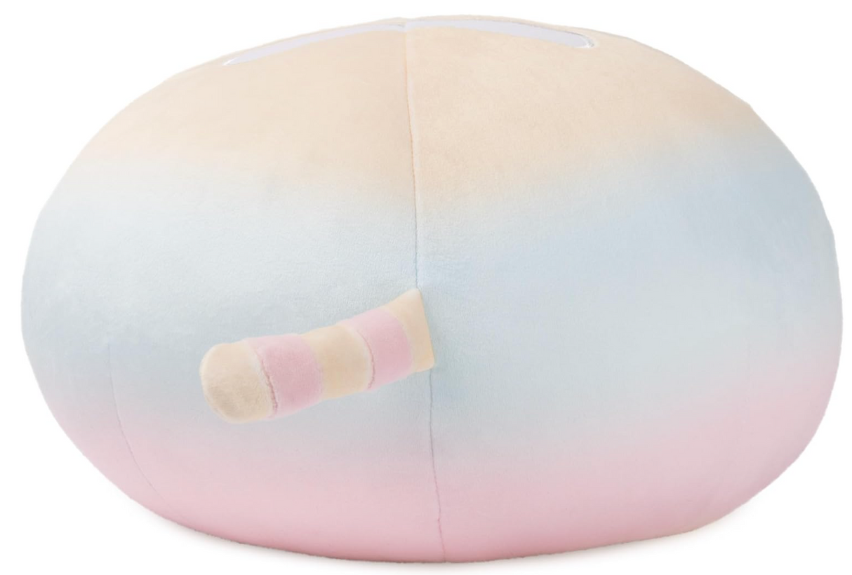 Pusheen Round Squisheen Ombre plush in a round shape with soft fabric and pastel rainbow gradient design.