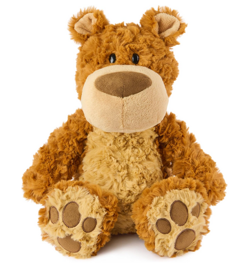 Teddy Bear Bexley seated plush with amber tousled fur, tan tummy, chestnut nose, and extra-large weighted paws.