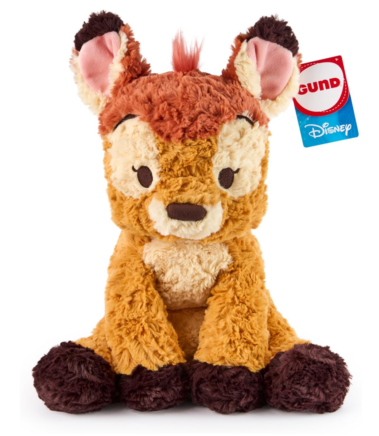 Cozys Bambi plush with soft textured fabric, embroidered face, floppy limbs, and multi-tone brown colors perfect for hugging.