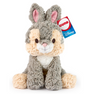 Cozys Thumper plush bunny with soft gray and cream fur, pink ears, and fluffy tail, perfect for cuddling.