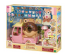Dip Dip Donuts Wagon toy set featuring a donut delivery wagon, fryer, figure, and colorful donut accessories.
