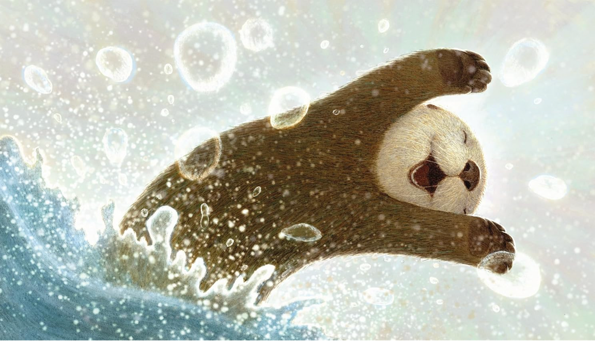Odder - An Otter's Story features Odder joyfully playing underwater with bubbles in a vibrant, lively scene.