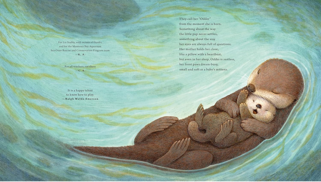 Odder - An Otter's Story shows a mother otter cuddling her pup underwater in a gentle, heartwarming scene.