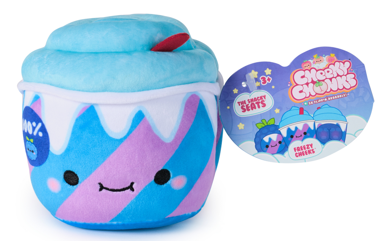 Cheeky Chonks Chonk soft plush toy with blue and purple swirls and a smiling face, perfect for collecting and squeezing.
