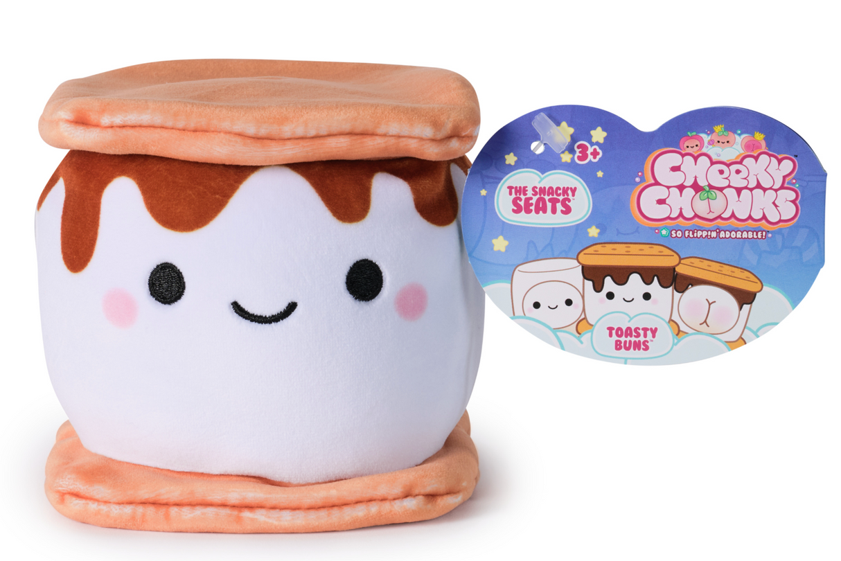 Cheeky Chonks Chonk plush toy with soft, squishy design and smiling face, perfect for kids aged 3 and up.