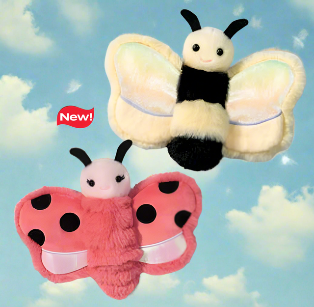 Mini Bug plush toys featuring a soft bee and ladybug, perfect for cuddling or gifting to bug lovers.